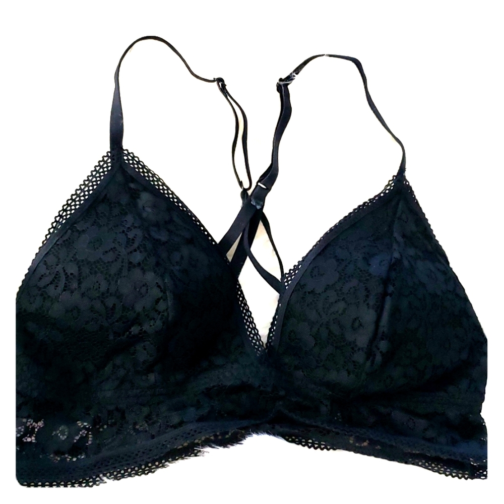 Black Floral Lace Crisscross Bralette